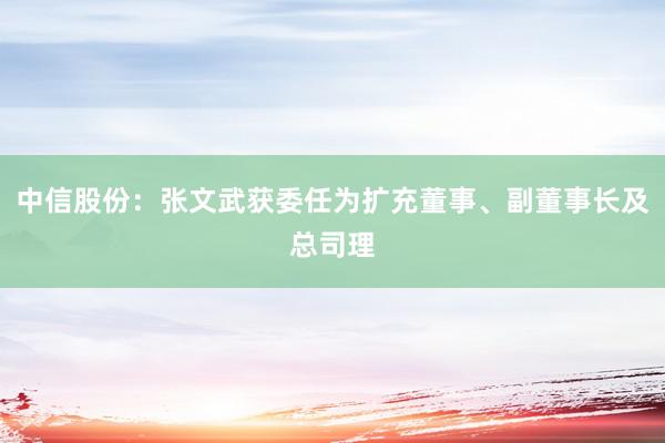 中信股份：张文武获委任为扩充董事、副董事长及总司理